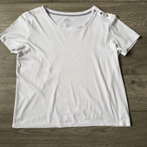 Jones New York Signature White Button Shoulder Top - XXL‎